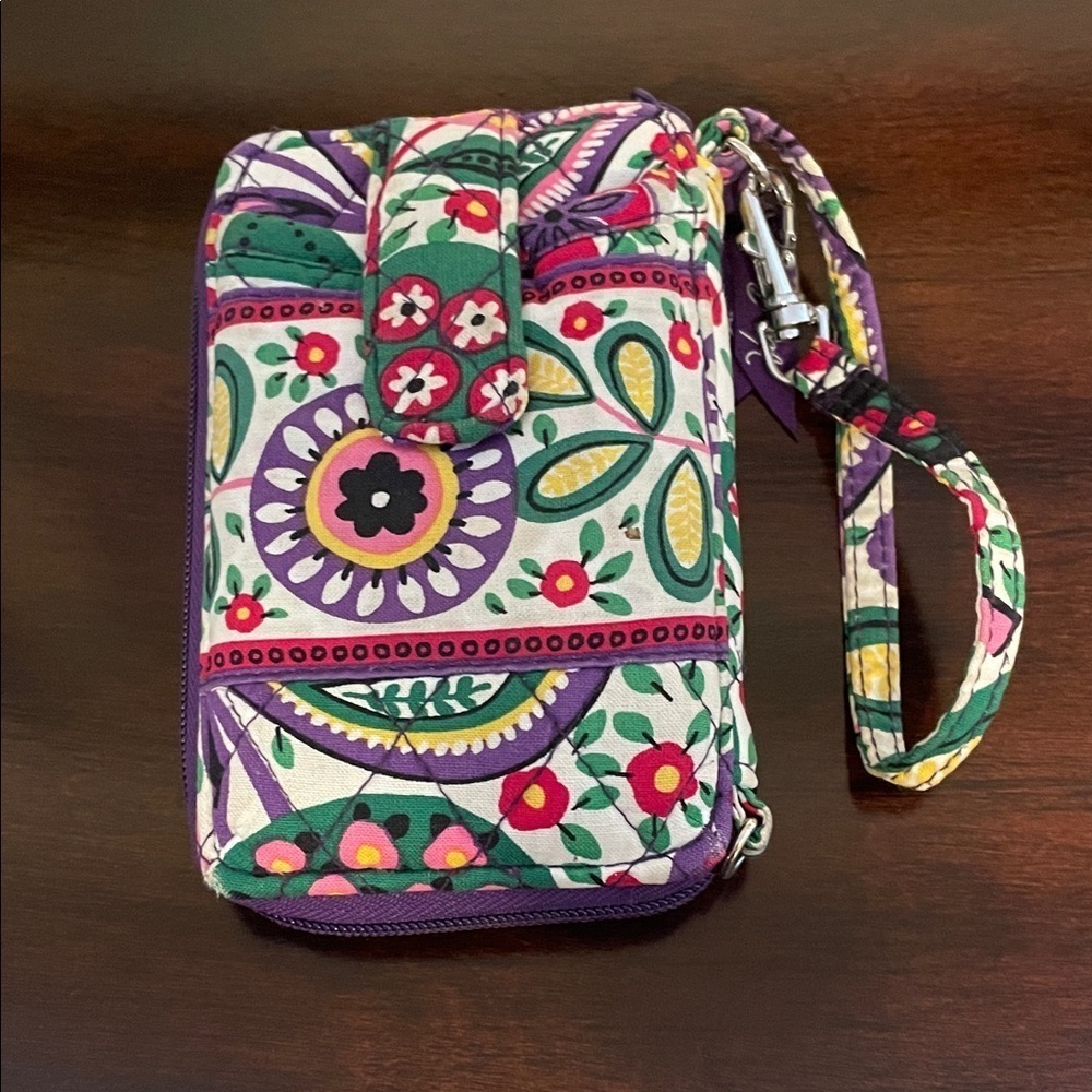 Vera Bradley Floral Wristlet with Purple Accents